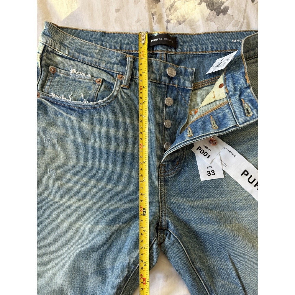 NWT Purple Brand P001 Skinny Aged Ripped Distressed Jeans Low Rise Stretch Denim - Picture 7 of 12
